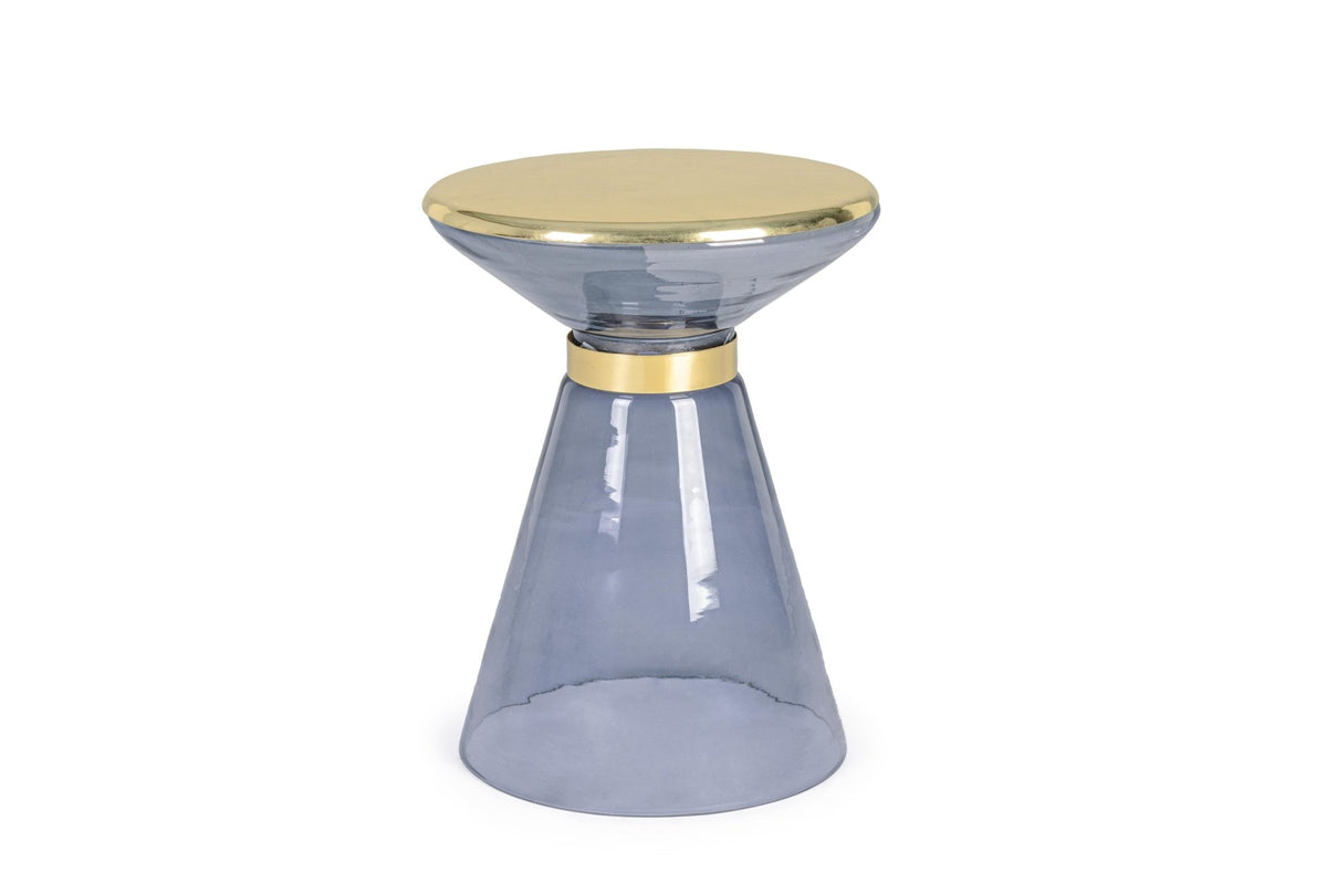 Lerakóasztal - MERIEL szürke üveg lerakóasztal 36cm átmérő
