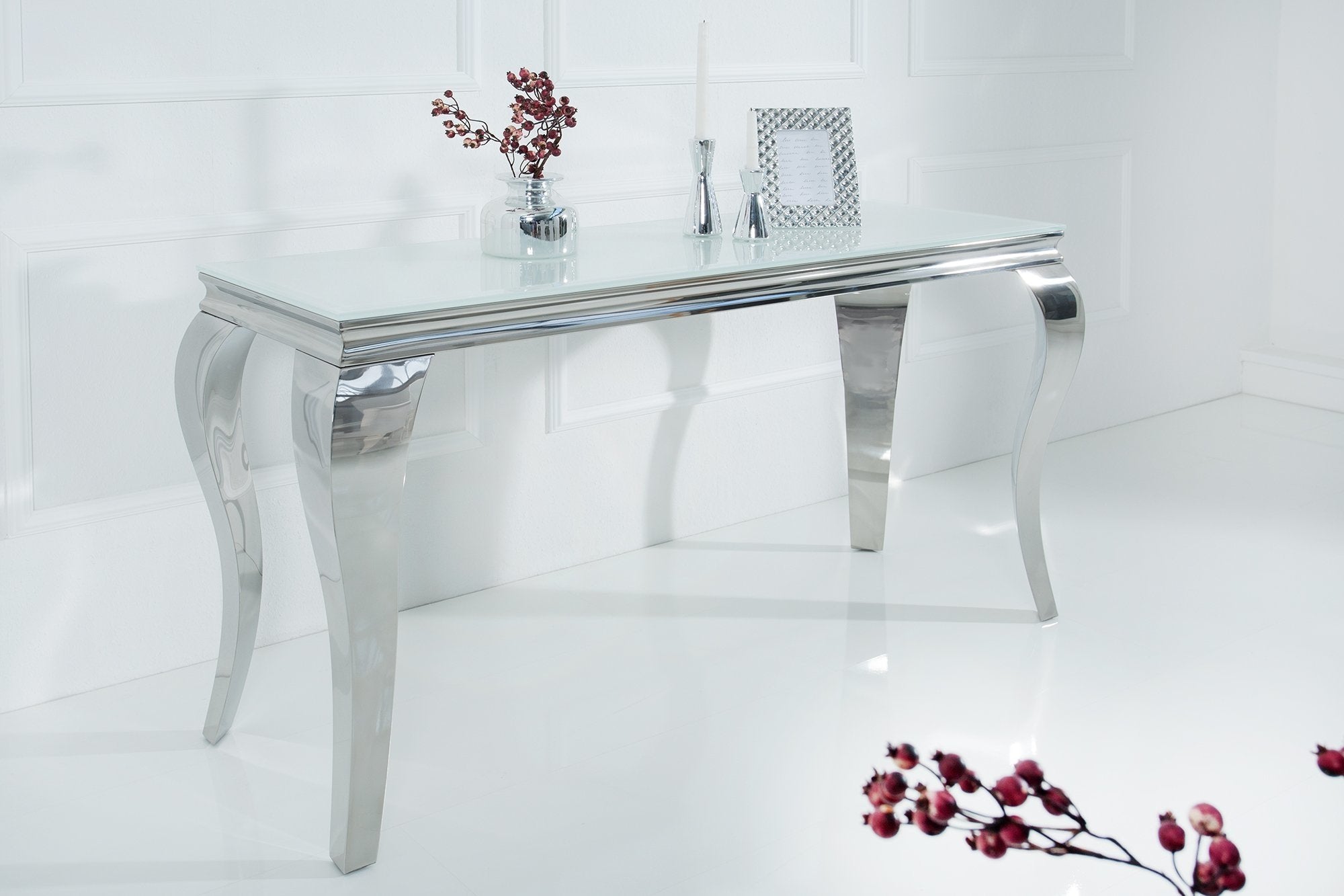 Konzolasztal - MODERN BAROCK fehér konzolasztal 140 cm