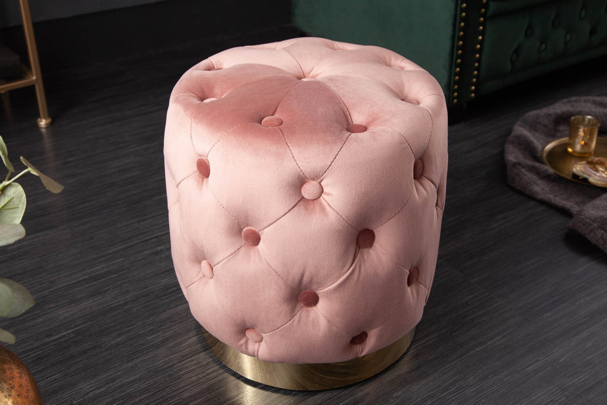 Puff - MODERN BAROCK rózsaszín és arany puff 38cm