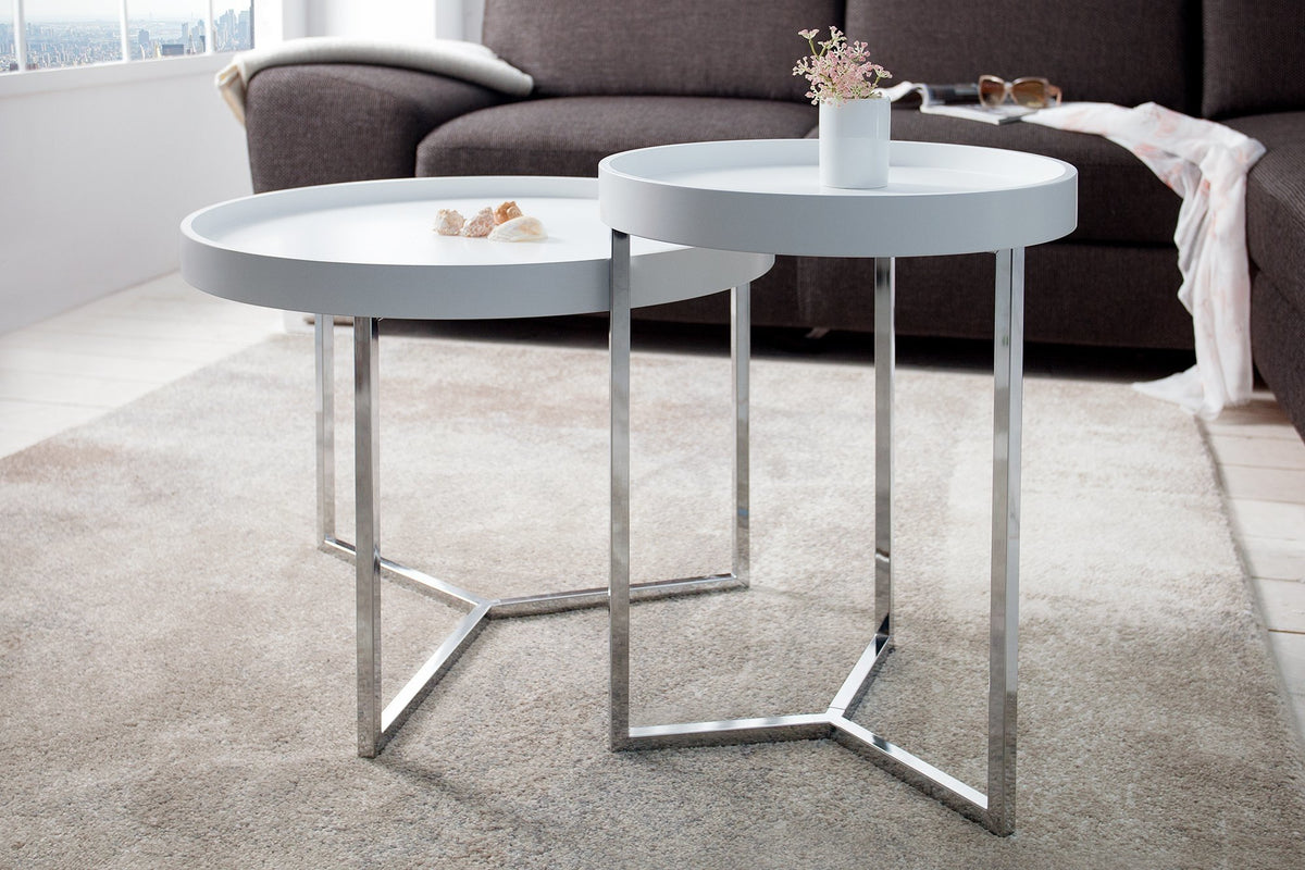 Lerakóasztal - MODUL fehér ezüst lerakóasztal 40 cm