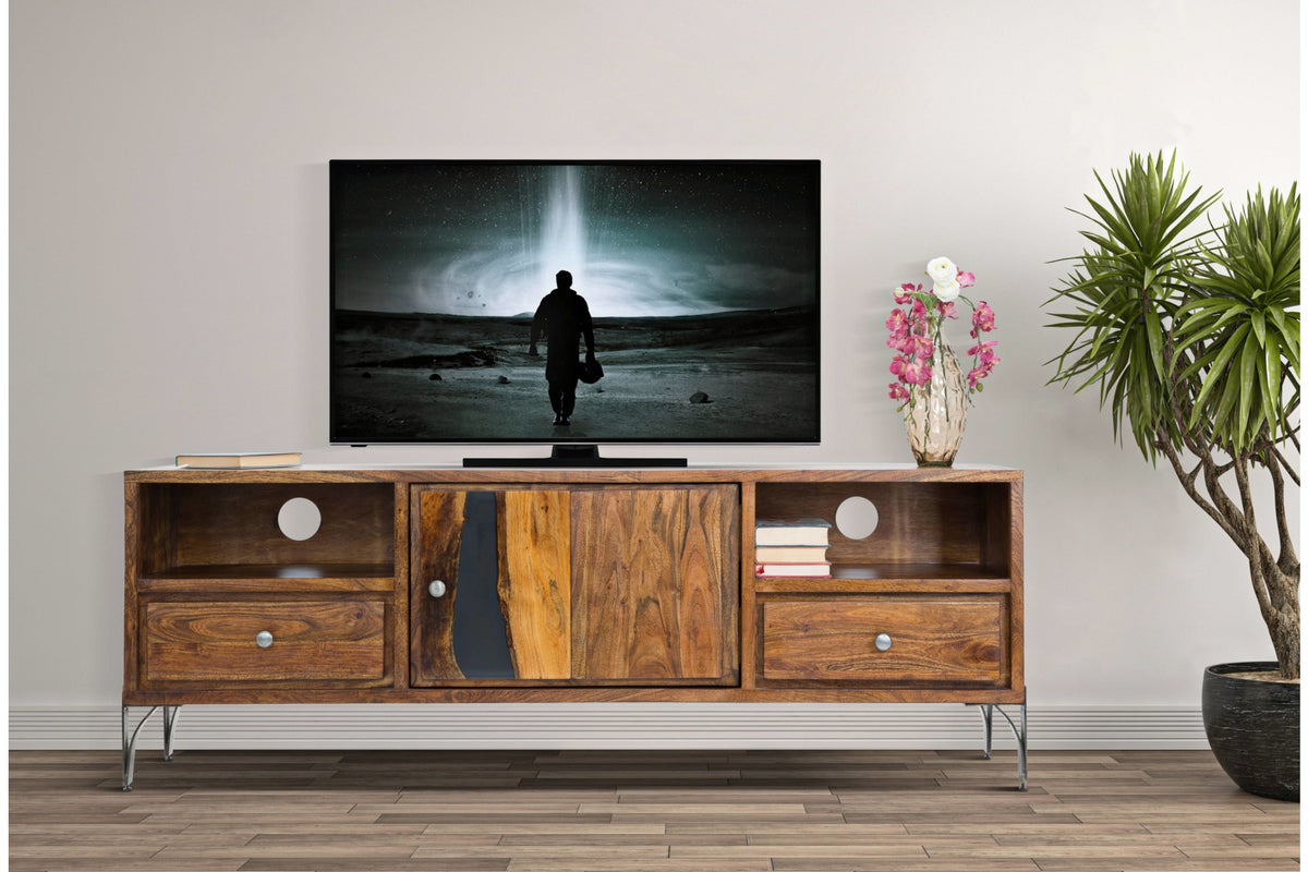 TV szekrény - MUSTANG barna akácfa TV szekrény