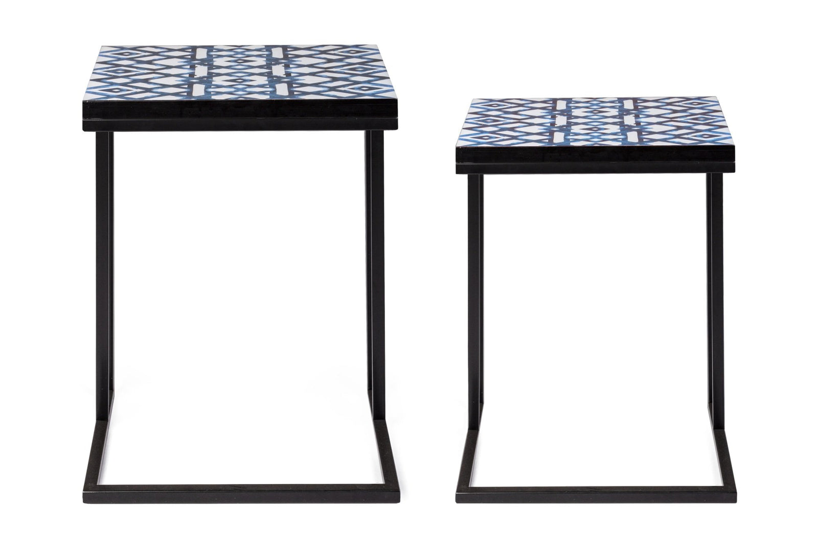 Dohányzóasztal - NEAPOLIS kék mintás dohányzóasztal 2 részes V2