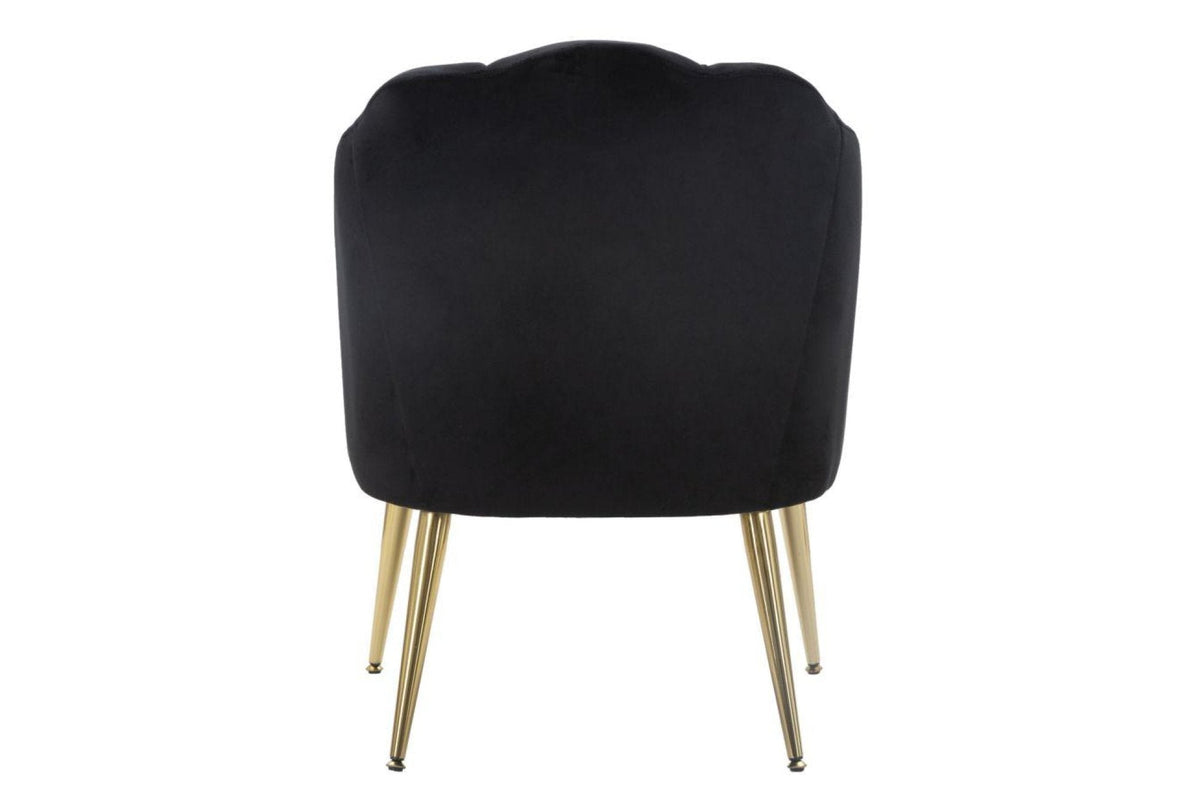 Fotel - NERA fekete és arany bársony kagyló fotel