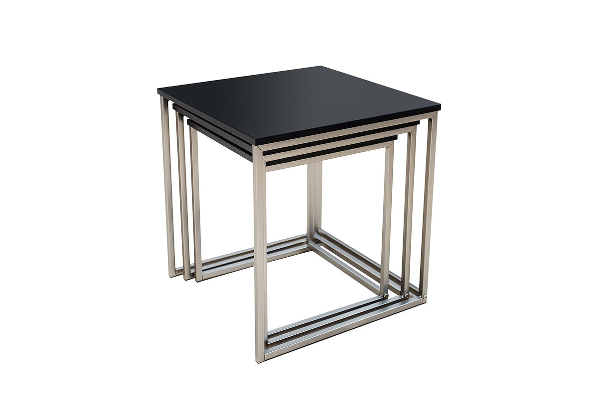Lerakóasztal - NEW FUSION 3 darabos króm és fekete lerakóasztal szett
