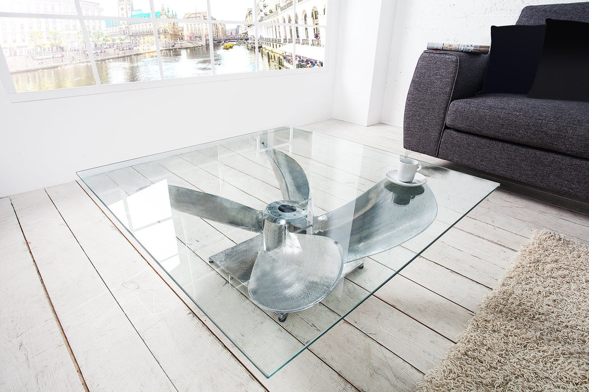Dohányzóasztal - OCEAN ezüst dohányzóasztal 85cm - Üveglap nélkül