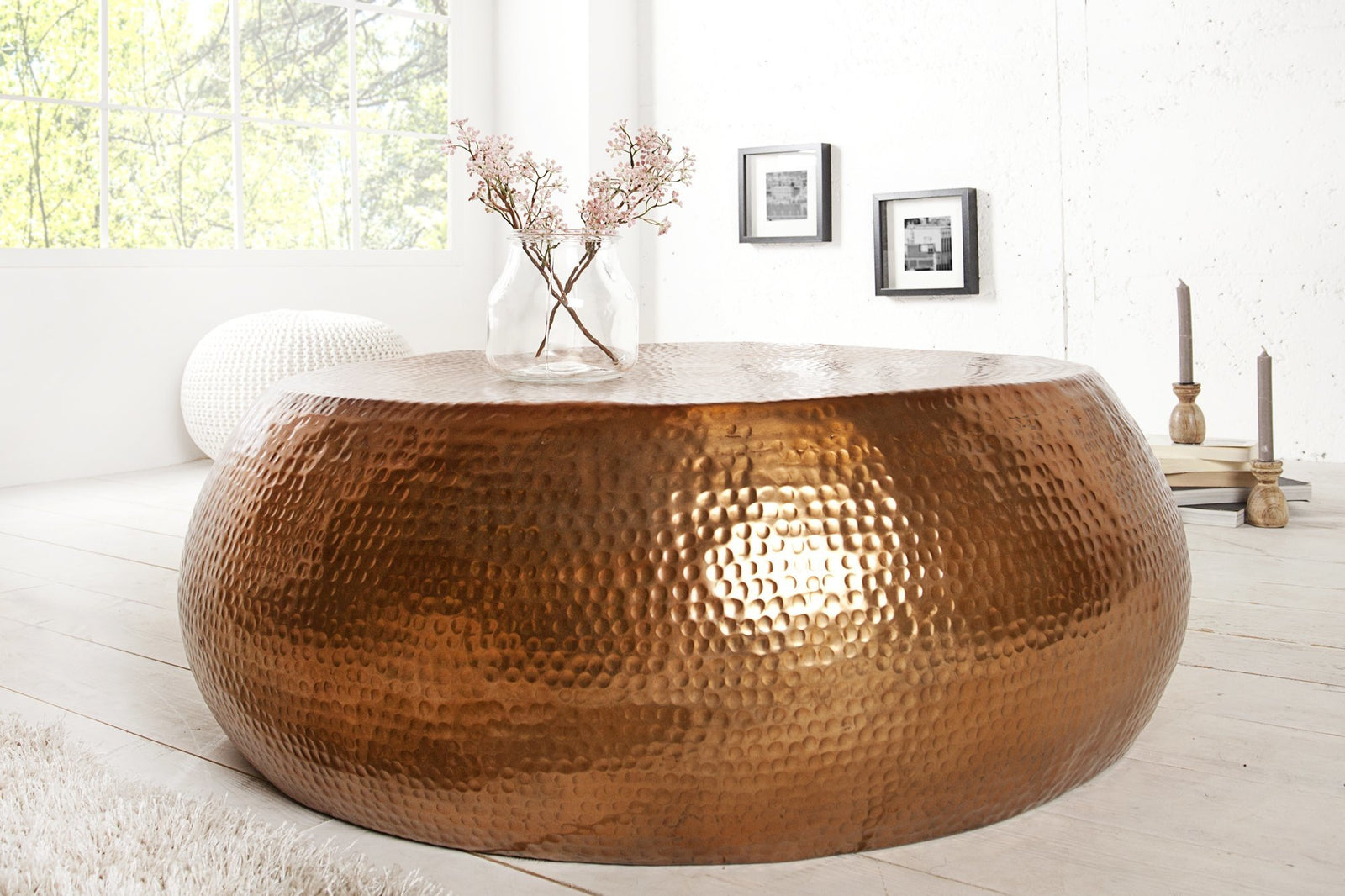 Dohányzóasztal - OPTIK réz kerek dohányzóasztal 80cm