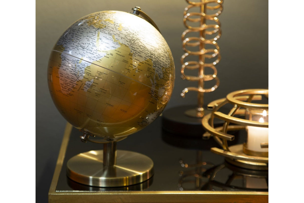 Földgömb - ORANGE GLOBE III arany és ezüst fém földgömb