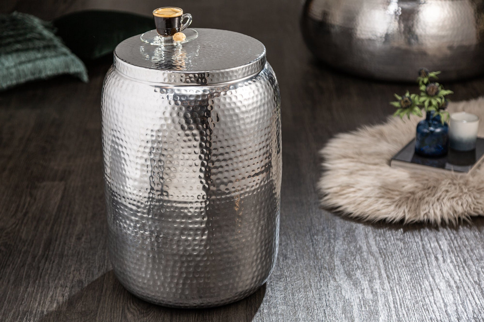 Lerakóasztal - ORIENT ezüst alumínium lerakóasztal 35cm