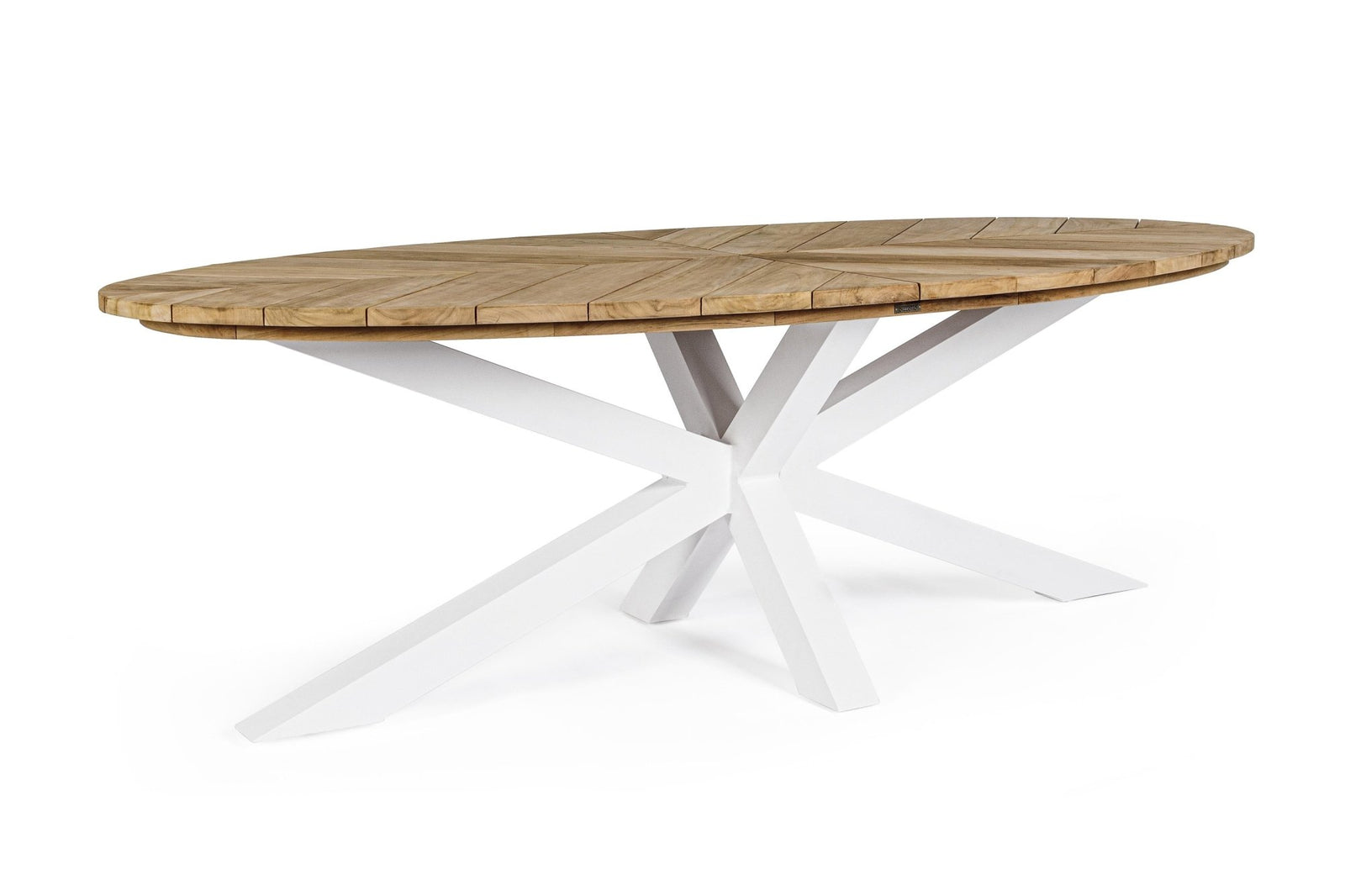 Kerti asztal - PALMDALE fehér és barna tikfa 10 személyes kerti asztal