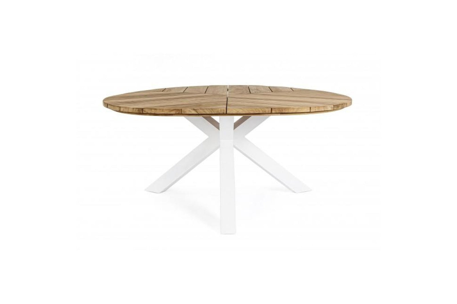 Kerti asztal - PALMDALE fehér és barna tikfa 8 személyes kerti asztal