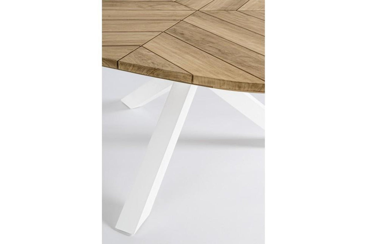 Kerti asztal - PALMDALE fehér és barna tikfa 8 személyes kerti asztal