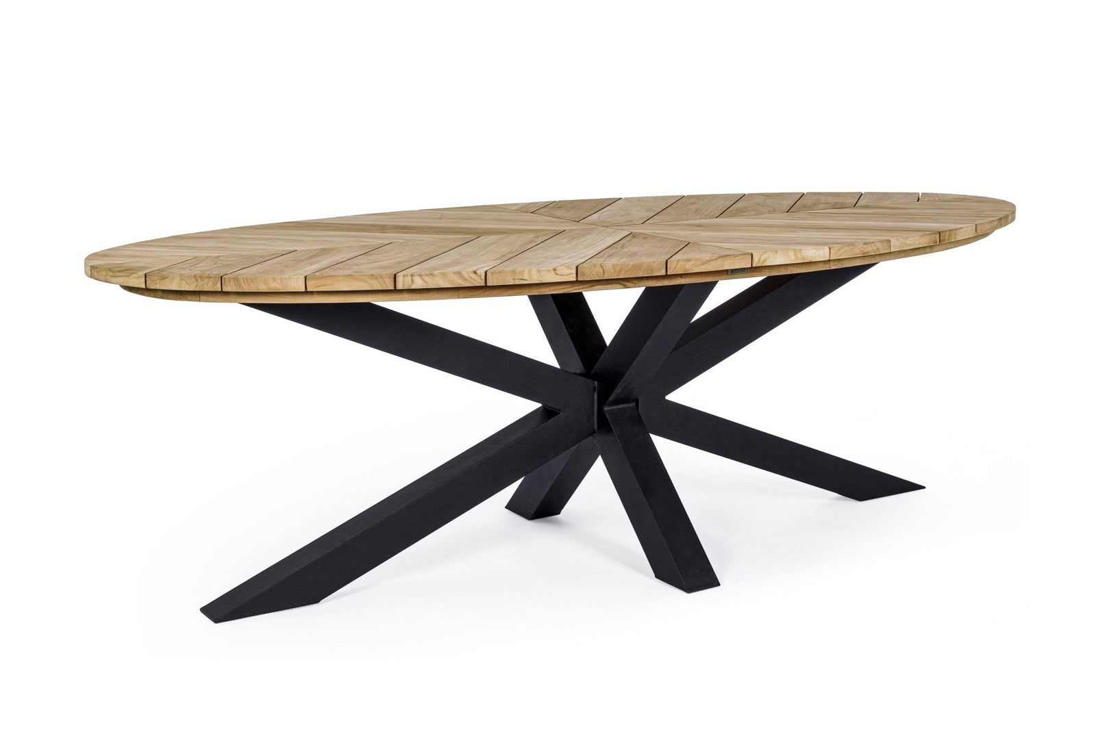 Kerti asztal - PALMDALE fekete és barna tikfa 10 személyes kerti asztal