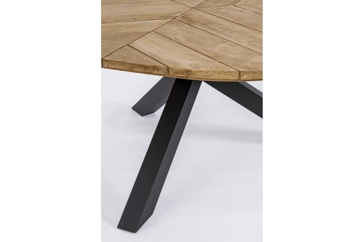Kerti asztal - PALMDALE fekete és barna tikfa 8 személyes kerti asztal