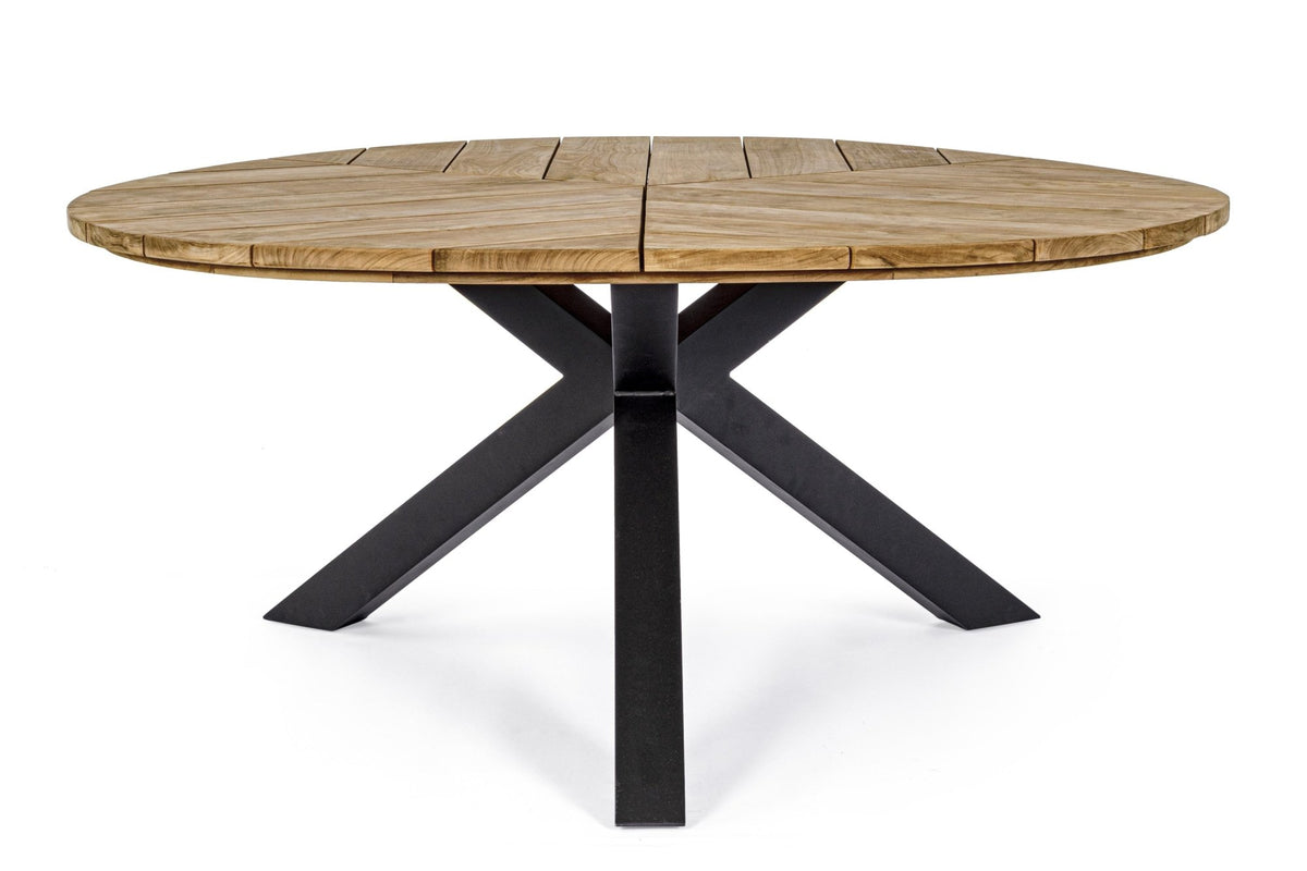 Kerti asztal - PALMDALE fekete és barna tikfa 8 személyes kerti asztal