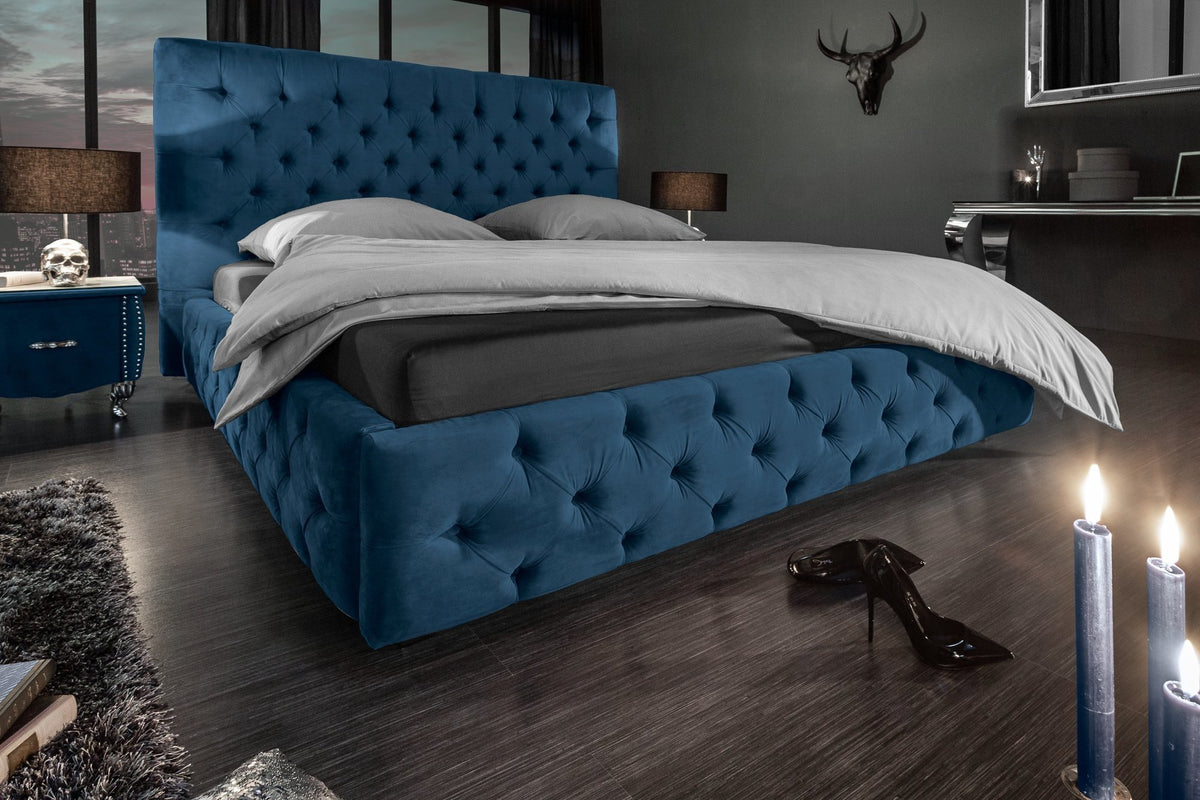 Ágy - PARIS kék bársony ágy 180x200cm