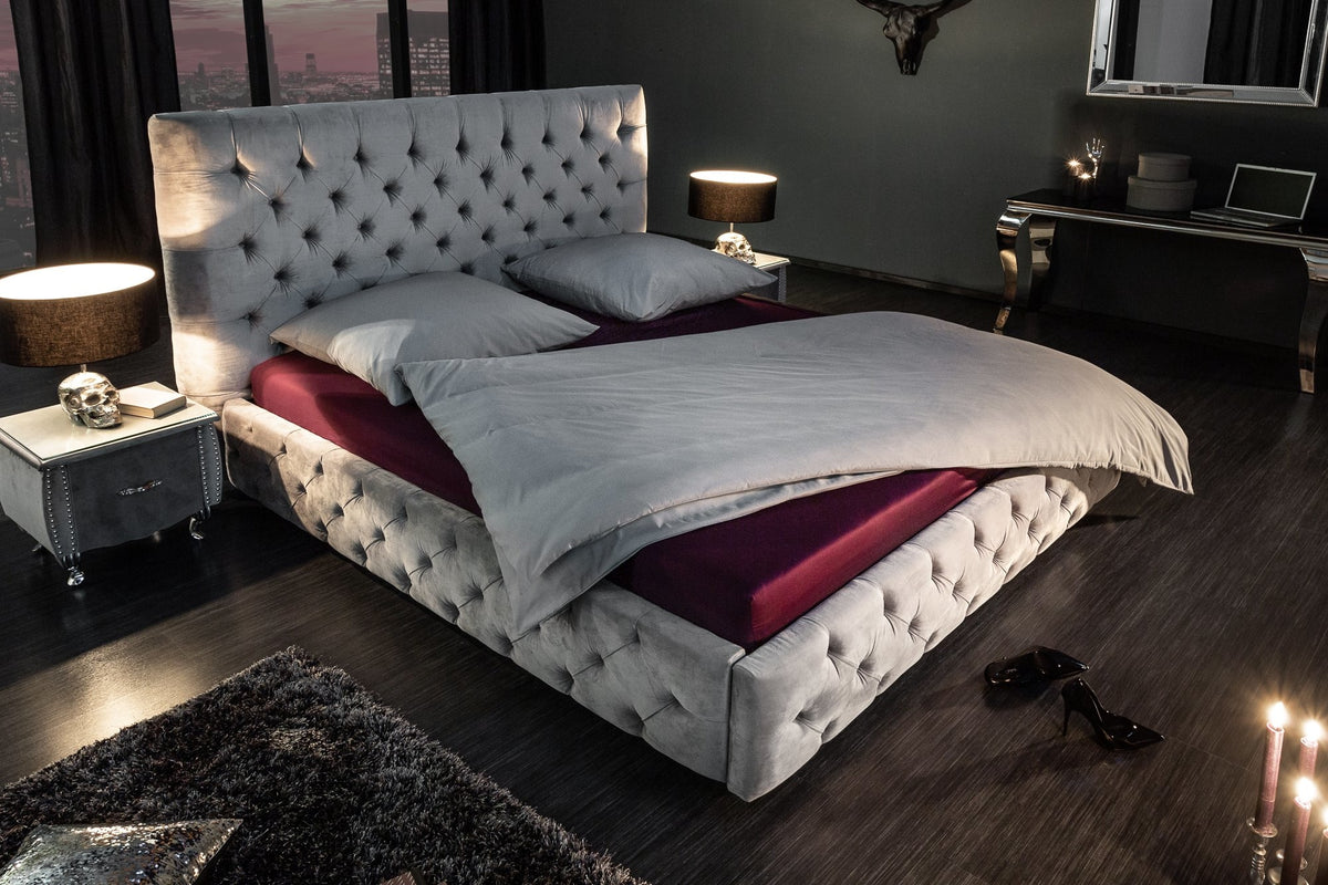 Ágy - PARIS szürke bársony ágy 160x200cm