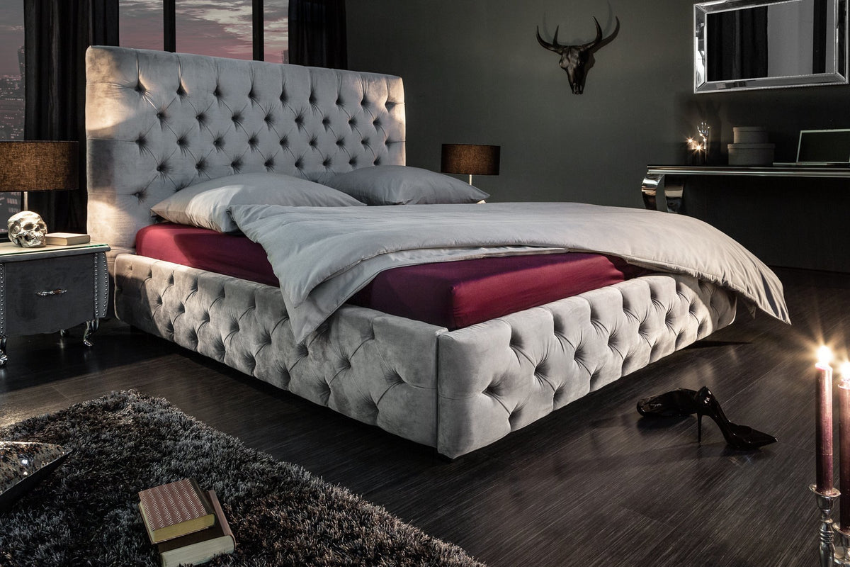 Ágy - PARIS szürke bársony ágy 180x200cm
