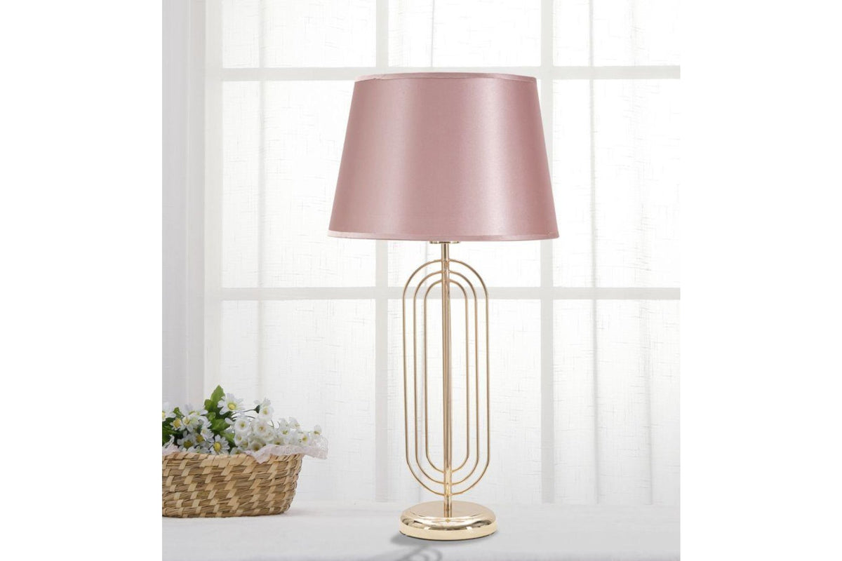 Asztali lámpa - PINK KRISTA I rózsaszín és arany vas asztali lámpa