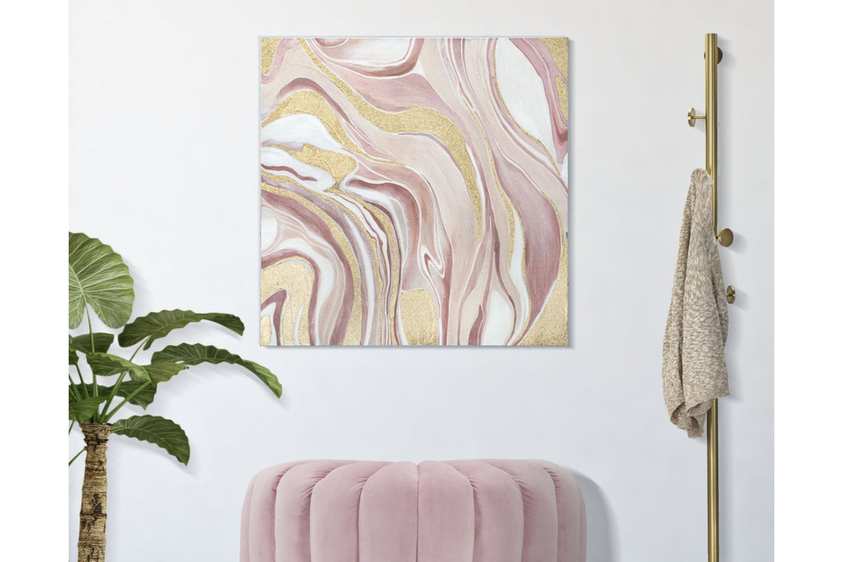 Festmény - PINKLY II rózsaszín és arany vászon festmény