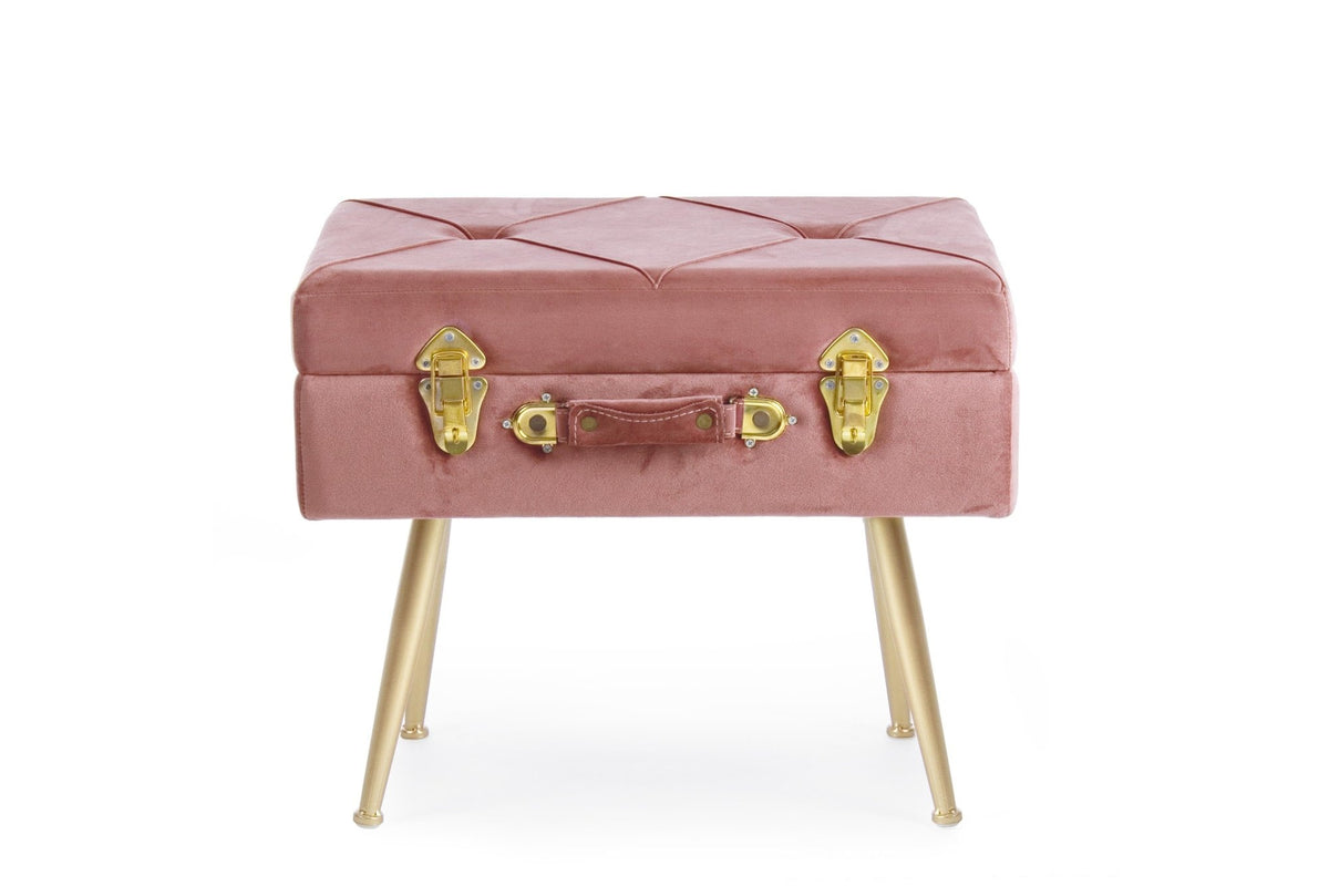 Ülőpad - POLINA antik rózsaszín ülőke tárolóval