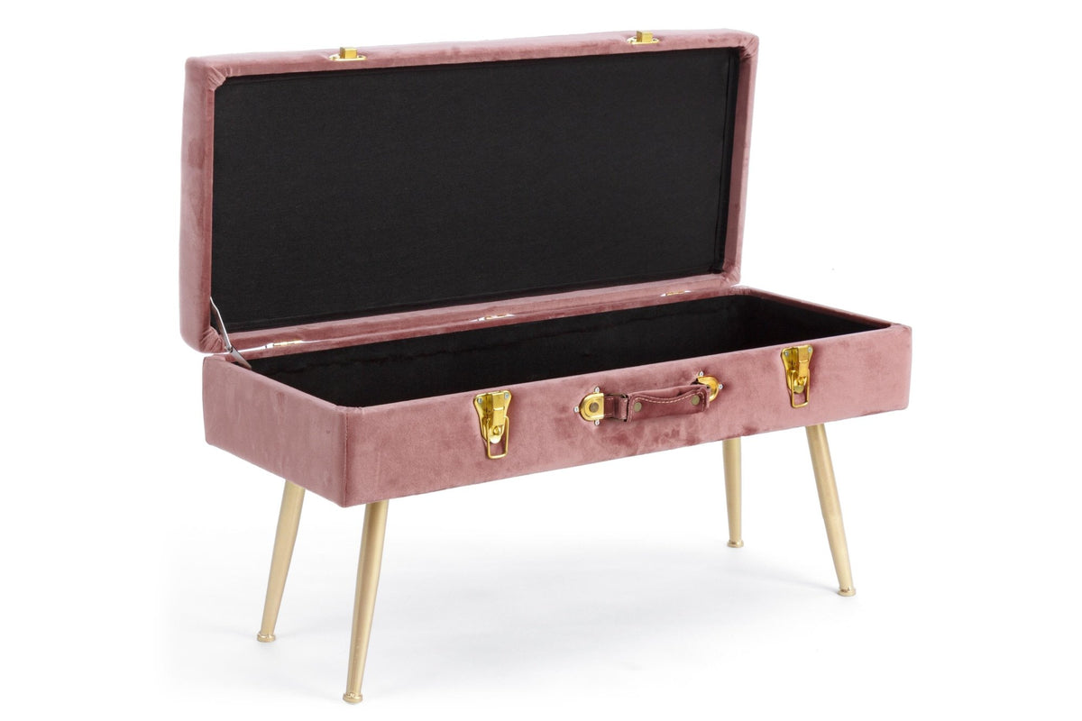 Ülőpad - POLINA antik rózsaszín ülőpad tárolóval