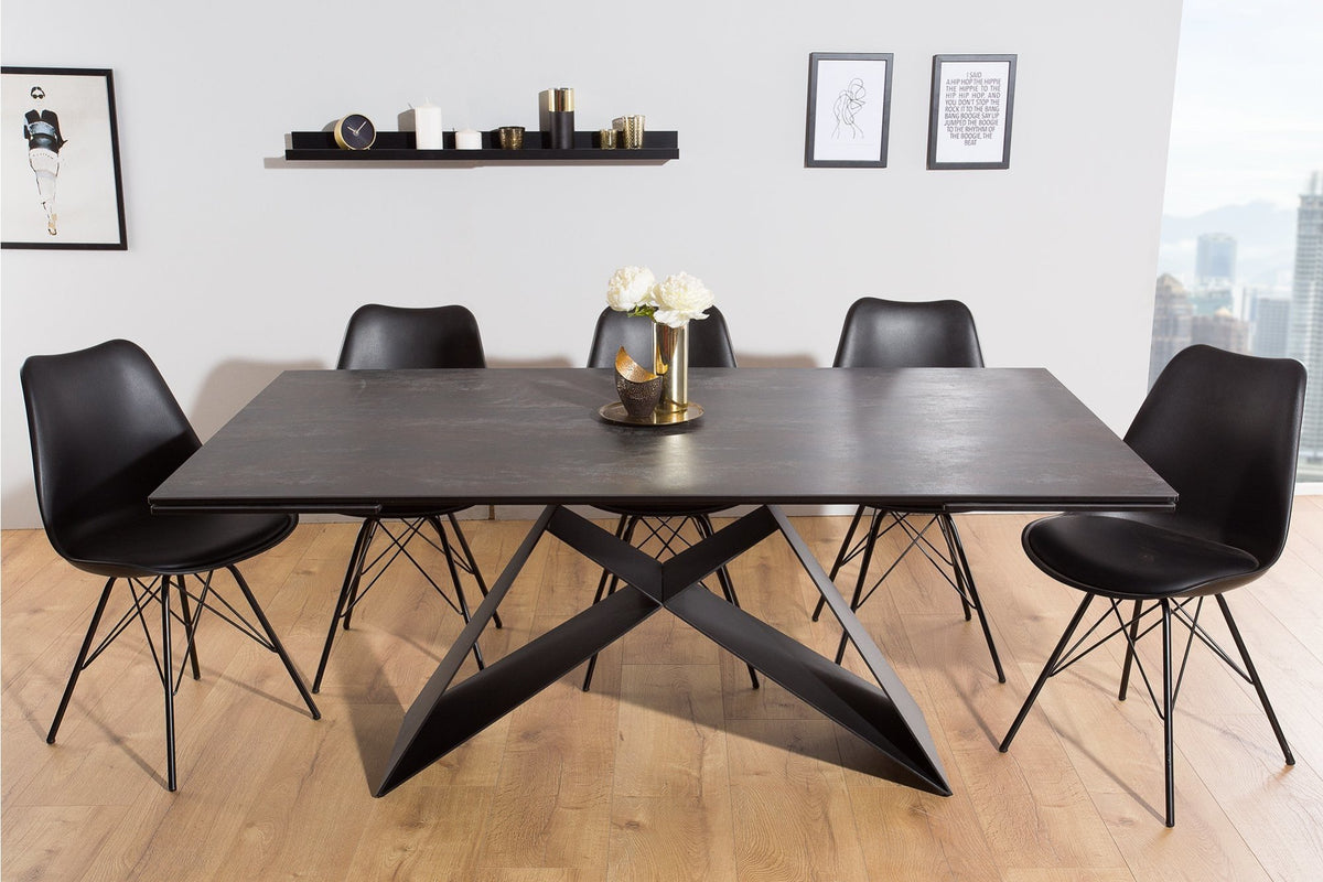 Étkezőasztal - PROMETHEUS fekete étkezőasztal 180-260cm