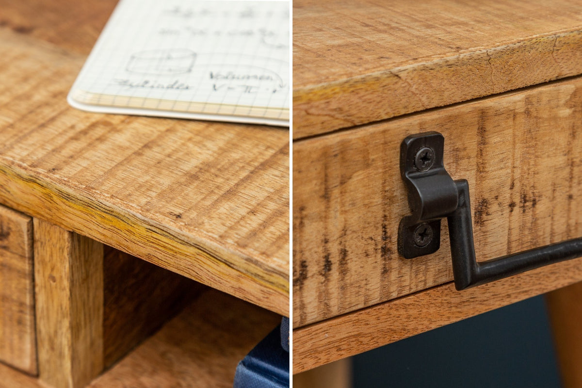 Íróasztal - RETRO barna mangófa íróasztal