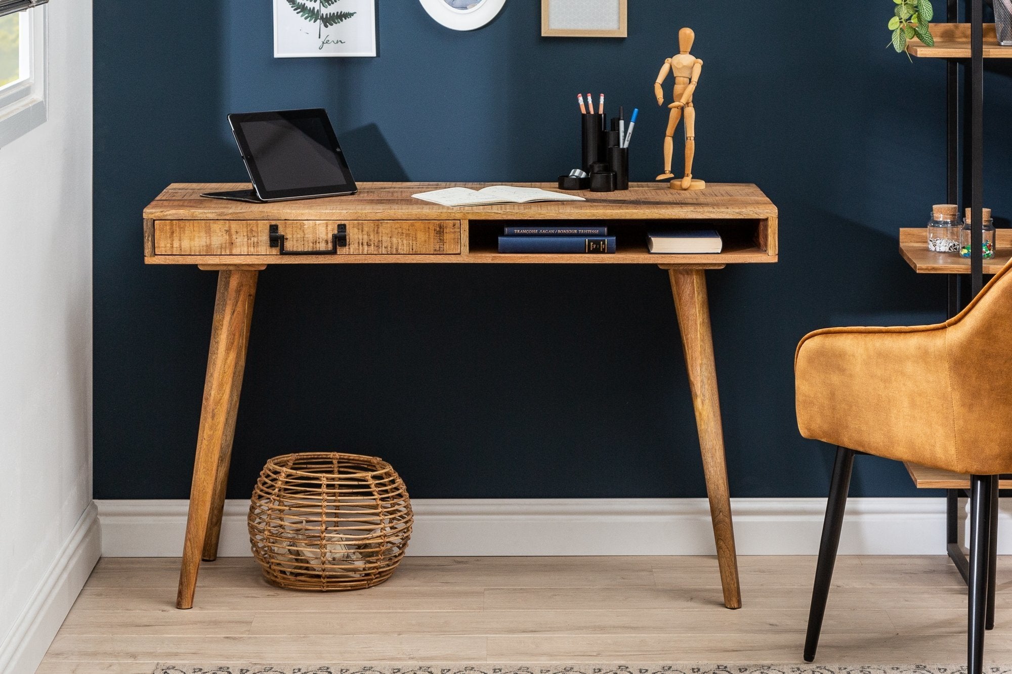 Íróasztal - RETRO barna mangófa íróasztal