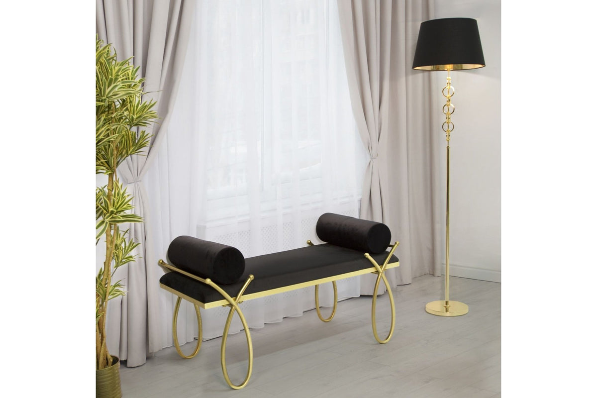 Ülőpad - RIBBION fekete és arany polyester bársony ülőpad