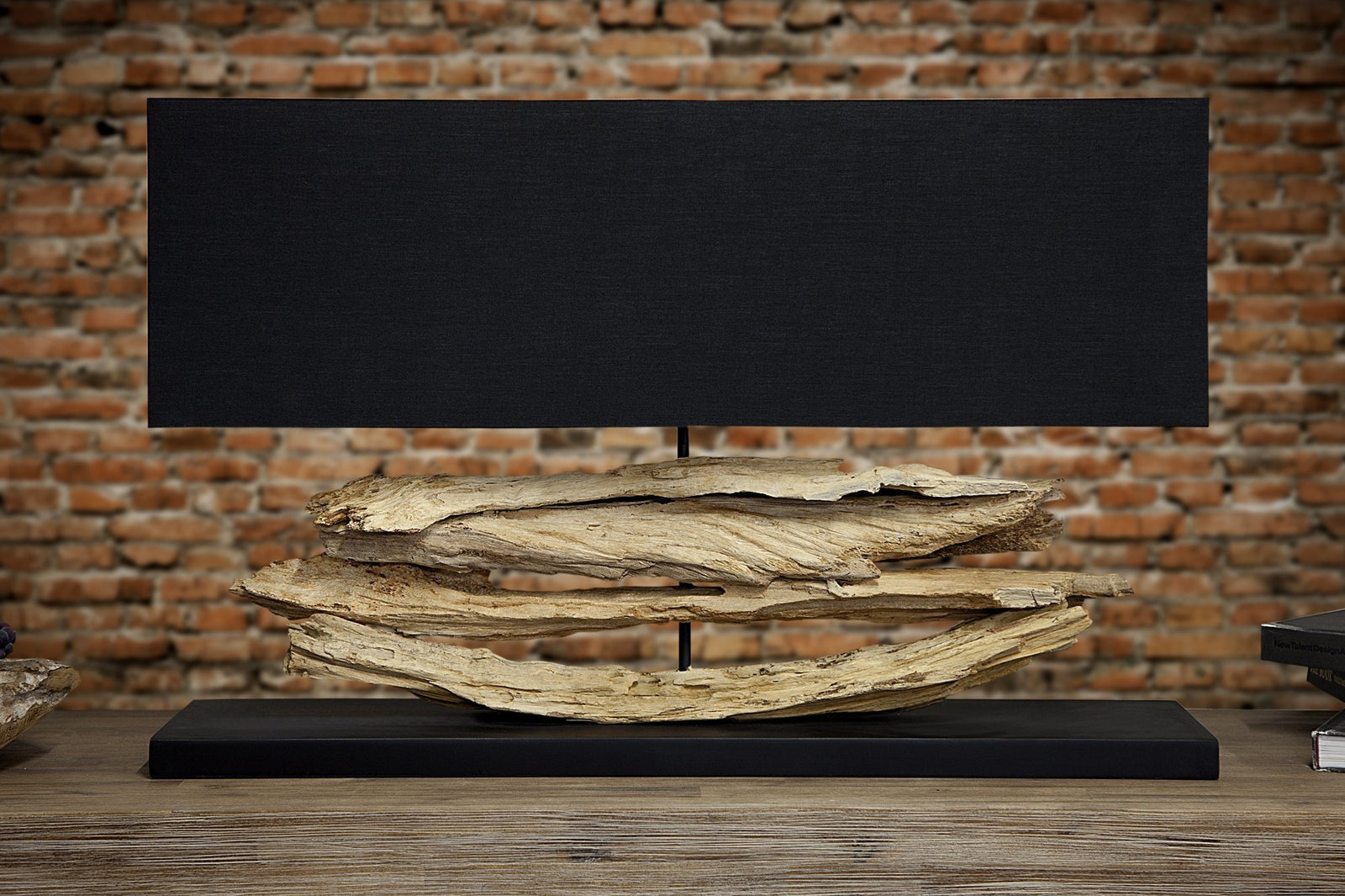 Asztali lámpa - RIVERINE fekete hordalékfa asztali lámpa