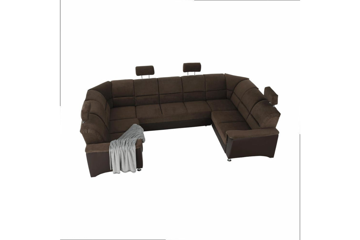 U alakú kanapé - SANTIAGO barna szövet u alakú kanapé