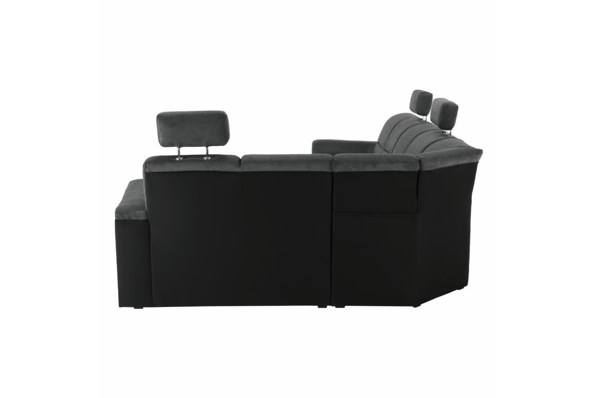 U alakú kanapé - SANTIAGO fekete szövet u alakú kanapé jobbos