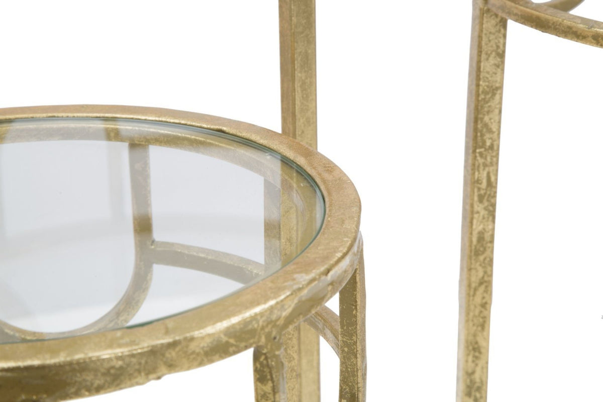 Konzolasztal - SARA 3 darabos arany és átlátszó vas konzolasztal