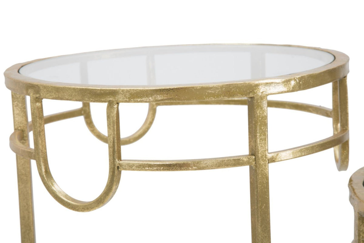 Konzolasztal - SARA 3 darabos arany és átlátszó vas konzolasztal