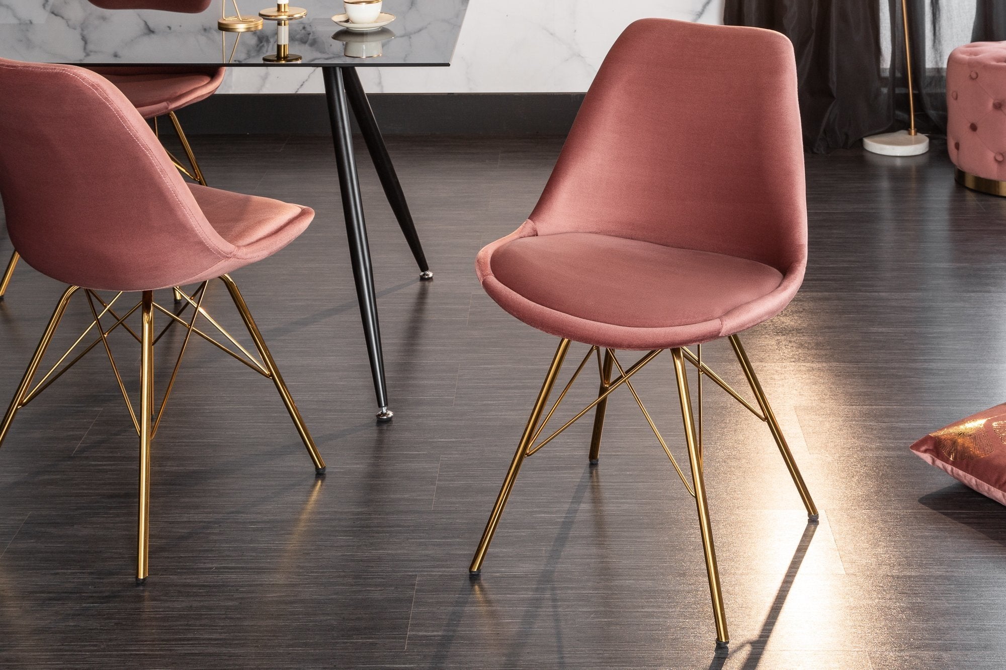Szék - SCANDINAVIA retro rózsaszín és arany szék