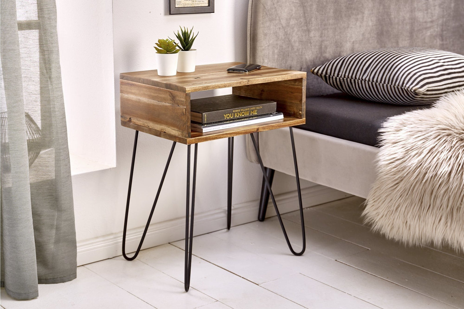 Lerakóasztal - SCORPION barna akácfa lerakóasztal