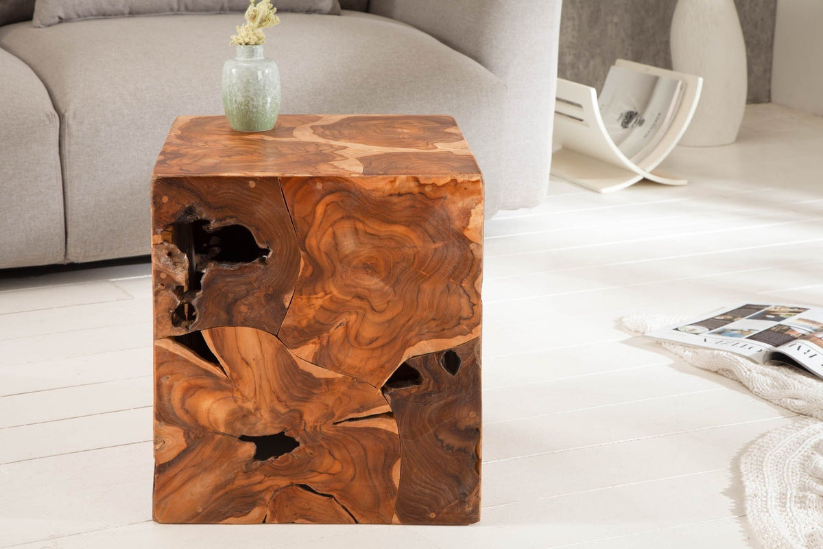 Lerakóasztal - SQUARE barna tikfa lerakóasztal 40cm