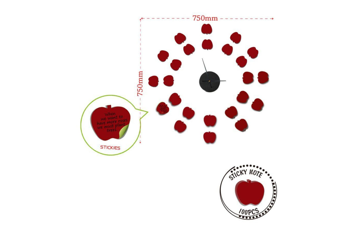 Falmatrica - STICKER CLOCK alma alakú matricákkal piros és fekete műanyag falmatrica