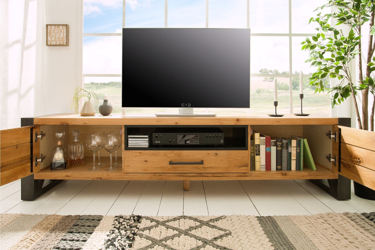 TV szekrény - THOR II barna fenyőfa TV szekrény 200cm