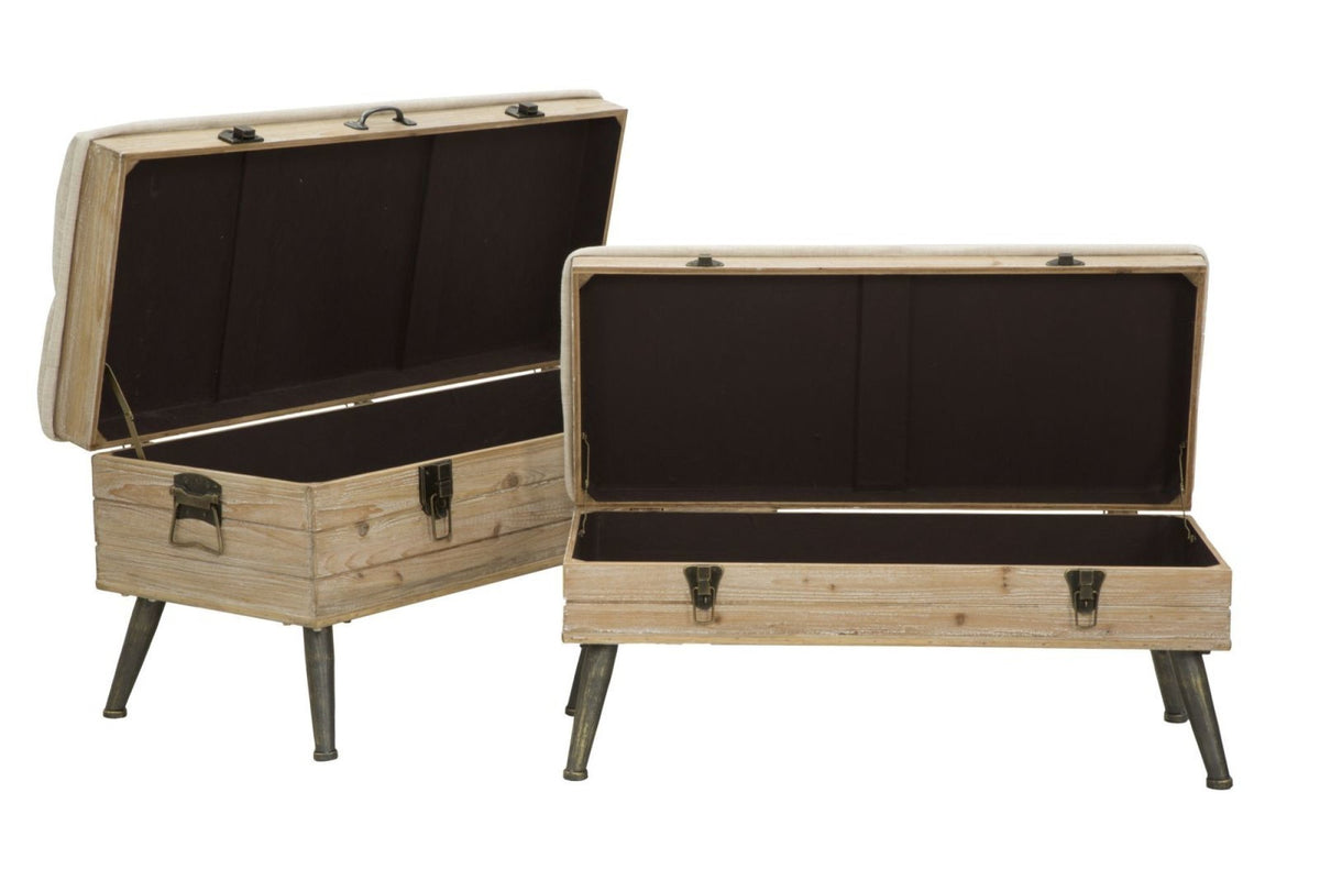 Ülőpad - TIRANA 2 darabos bézs és fekete fenyőfa ülőpad