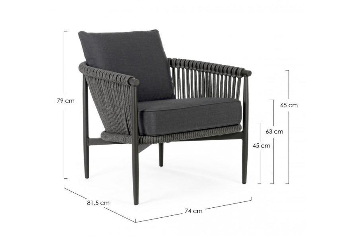 Kerti fotel - TIVA szürke 100% akril kerti fotel