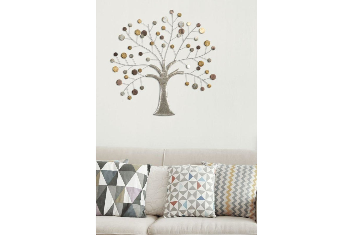 Fali dekoráció - WALL TREE ezüst és arany vas fali dekoráció