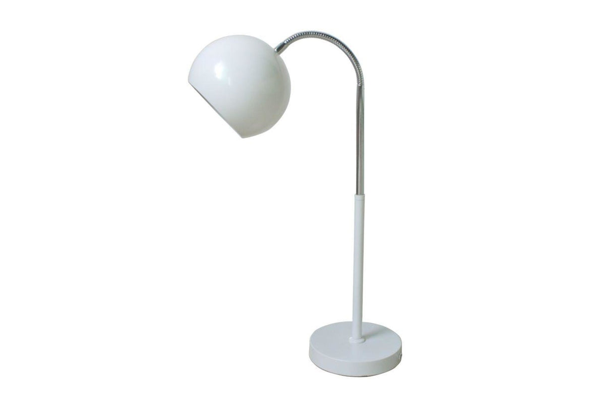 Asztali lámpa - WHITE BALL fehér és ezüst fém asztali lámpa