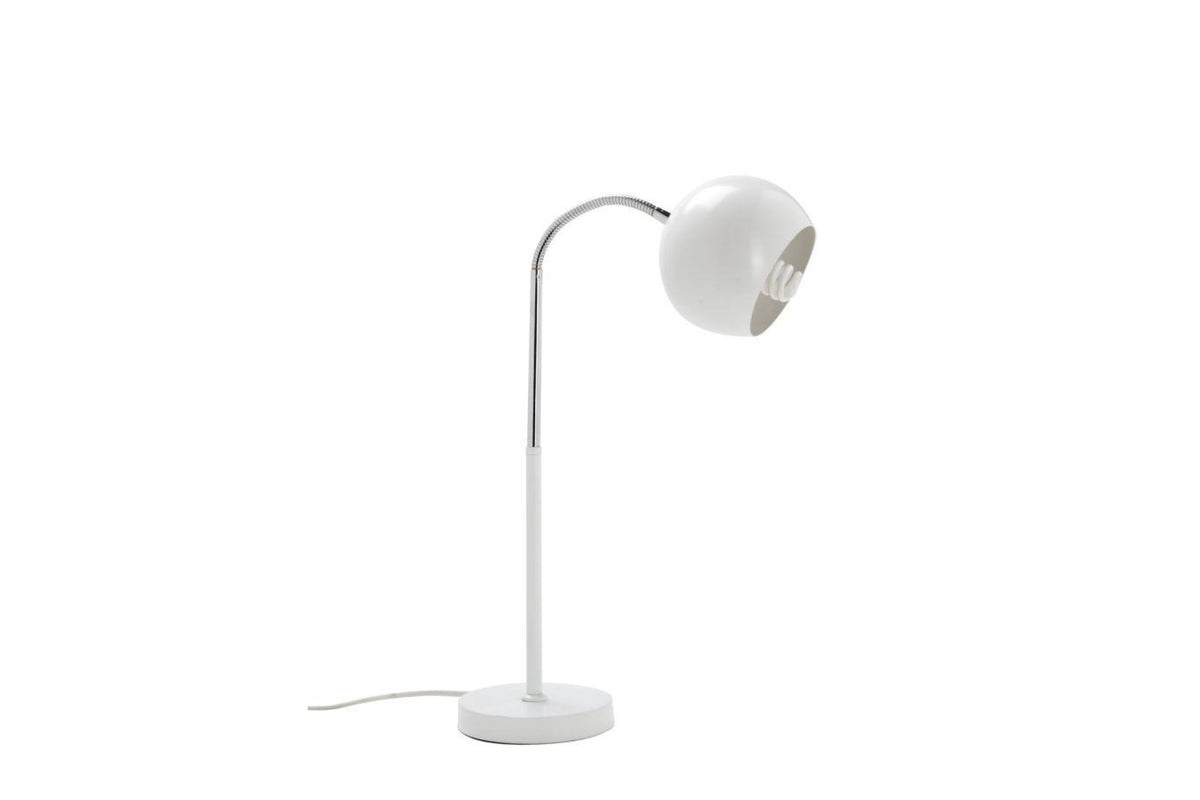Asztali lámpa - WHITE BALL fehér és ezüst fém asztali lámpa
