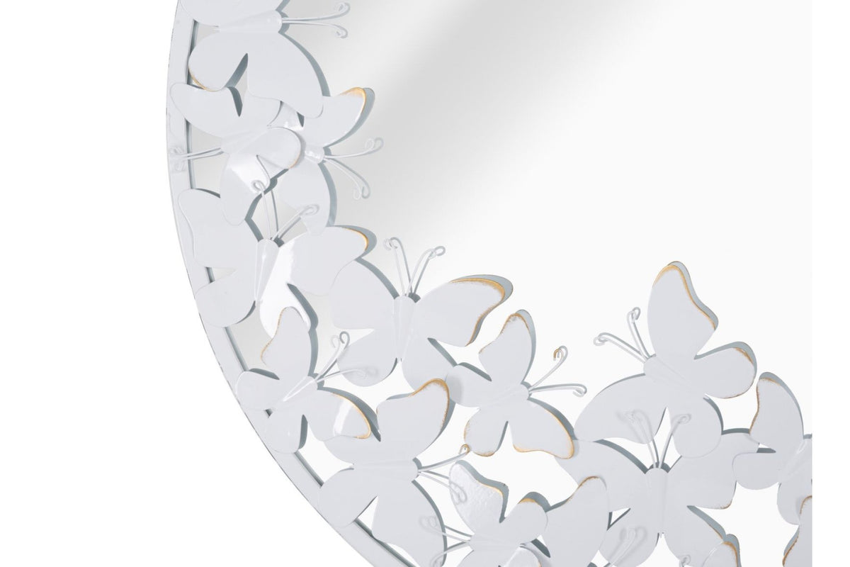 Falitükör - WHITE BUTTERFLY fehér és tükröződő vas falitükör
