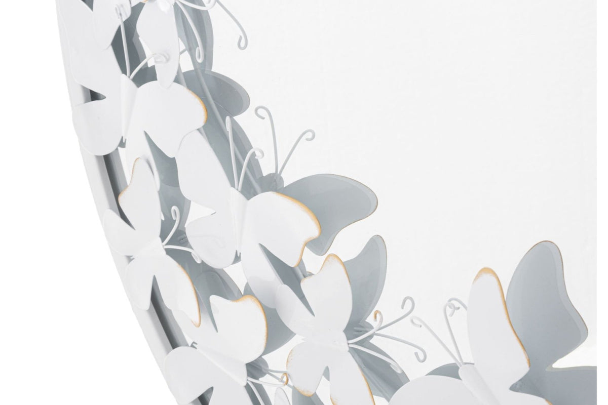 Falitükör - WHITE BUTTERFLY fehér és tükröződő vas falitükör