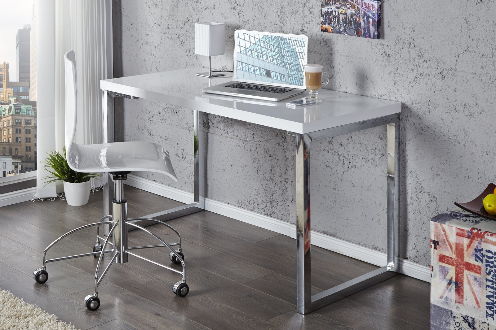 Íróasztal - WHITE DESK fehér íróasztal 120cm