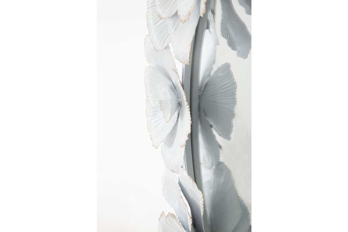 Falitükör - WHITE FLOWER fehér és tükröződő vas falitükör