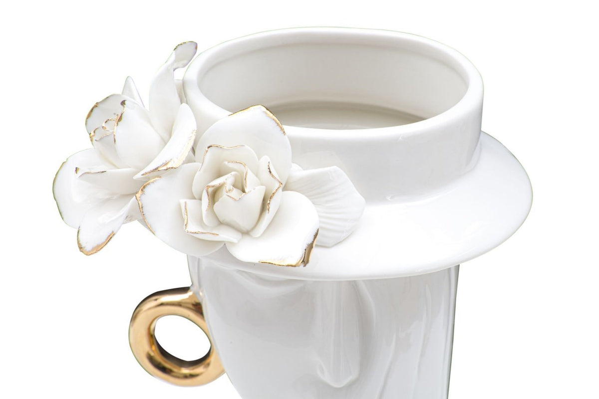 Váza - WOMAN I fehér és arany porcelán váza