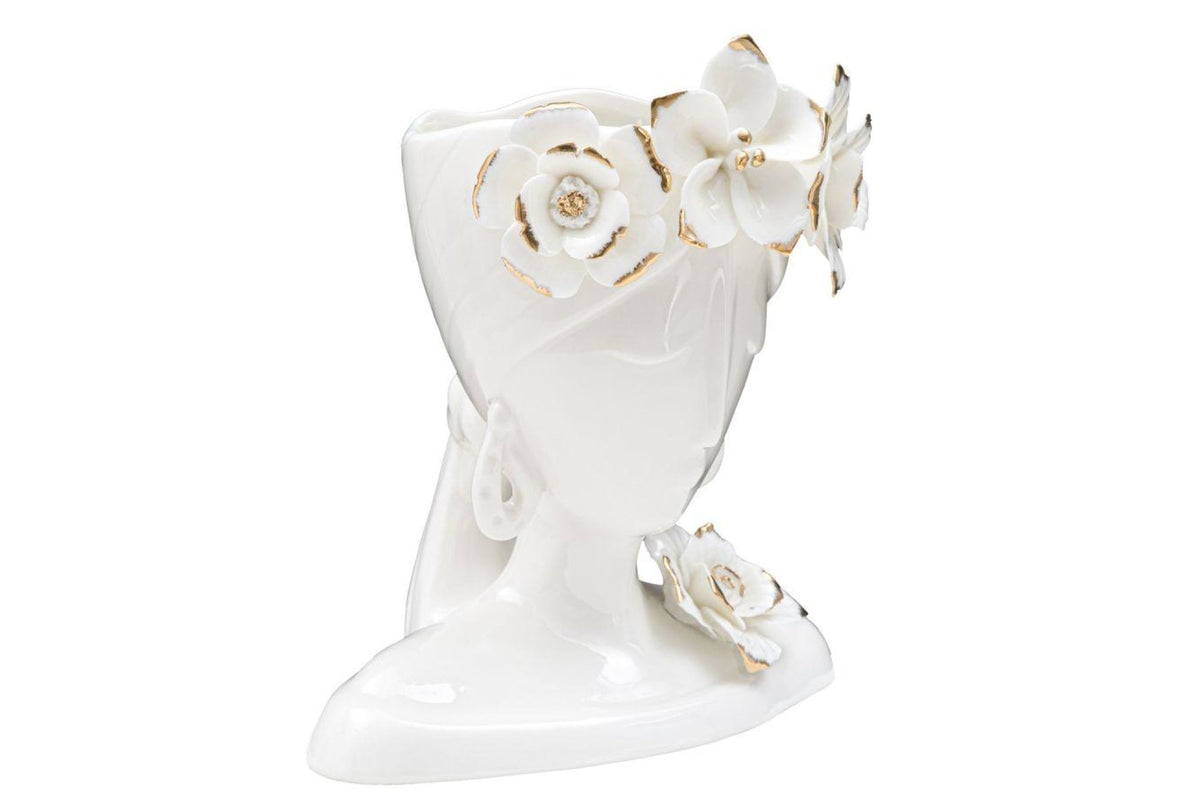 Váza - WOMAN III fehér és arany porcelán váza